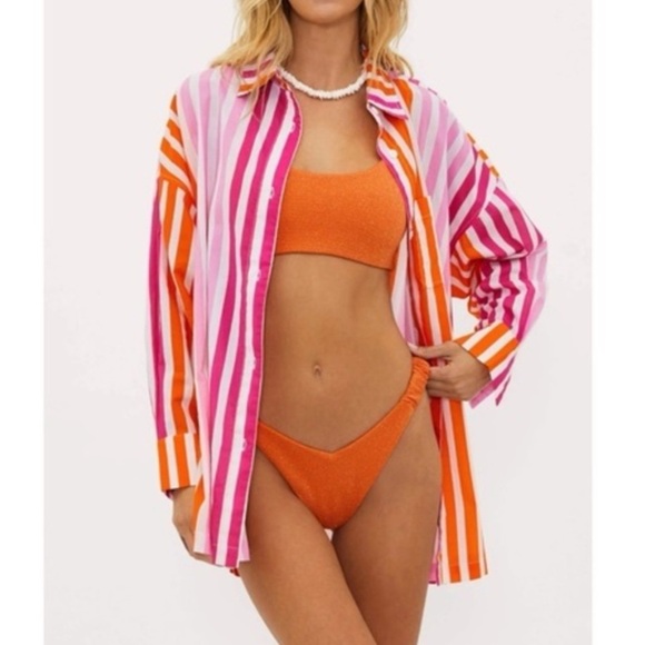 NWOT Beach Riot Alexa cotton button front coverup top LP - Picture 4 of 9